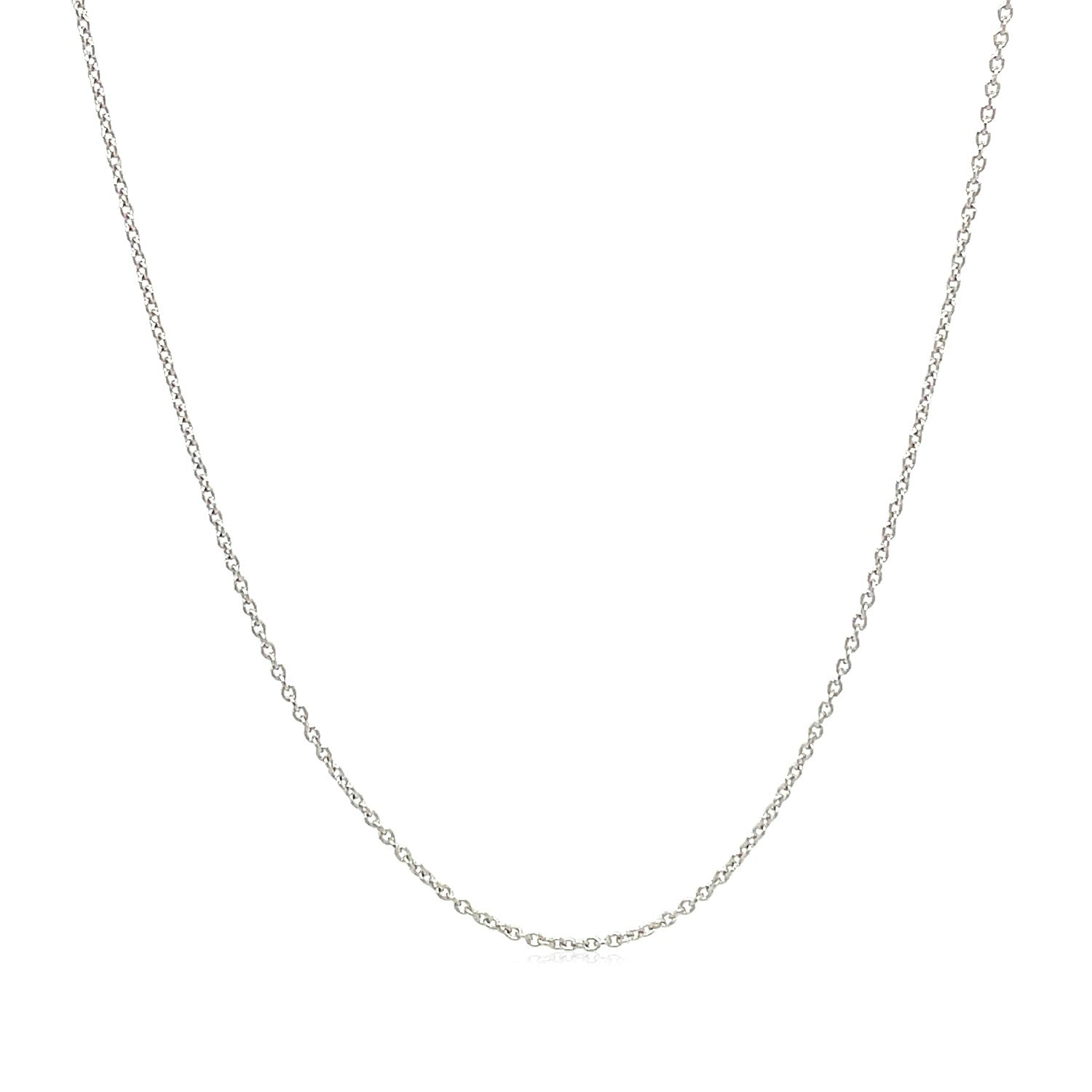14k White Gold Oval Cable Link Chain (0.85 mm) in a sleek high-contrast midnight luxury editorial style